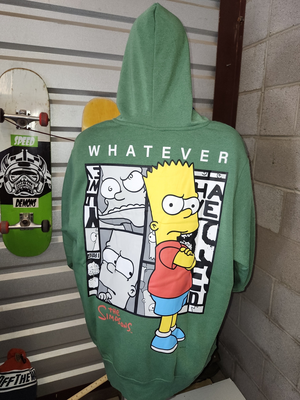The Simpsons 'Whatever' Green Unisex Hoodie - Bart Graphic